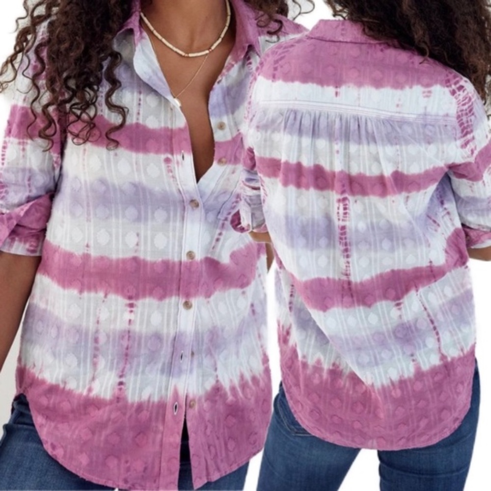 Anthropologie Pilcro Janesse Tie-Dye Buttondown